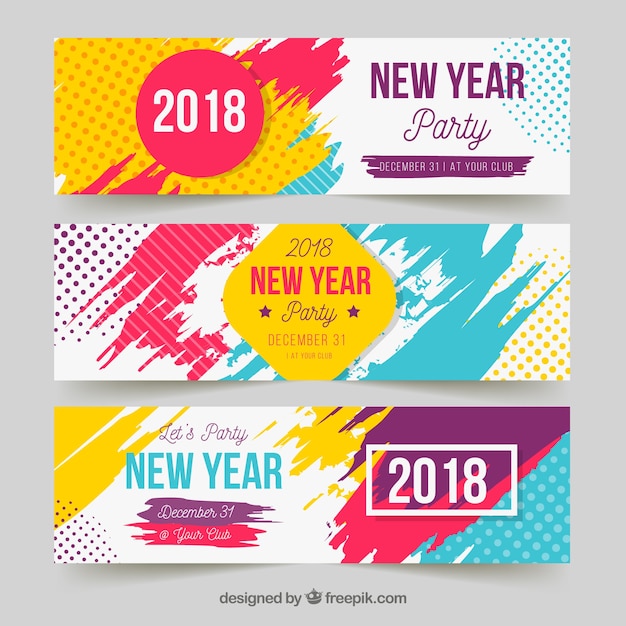 New year party banners in bright colours