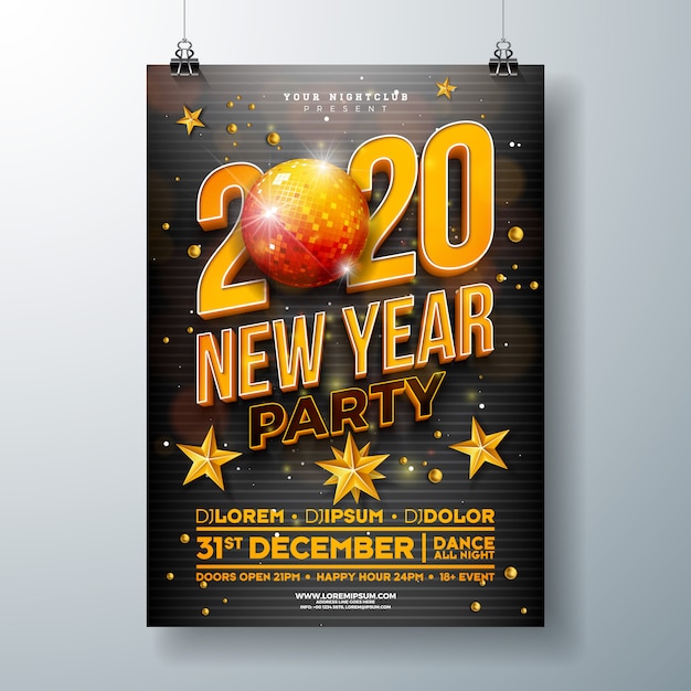 Free vector new year party celebration poster template design