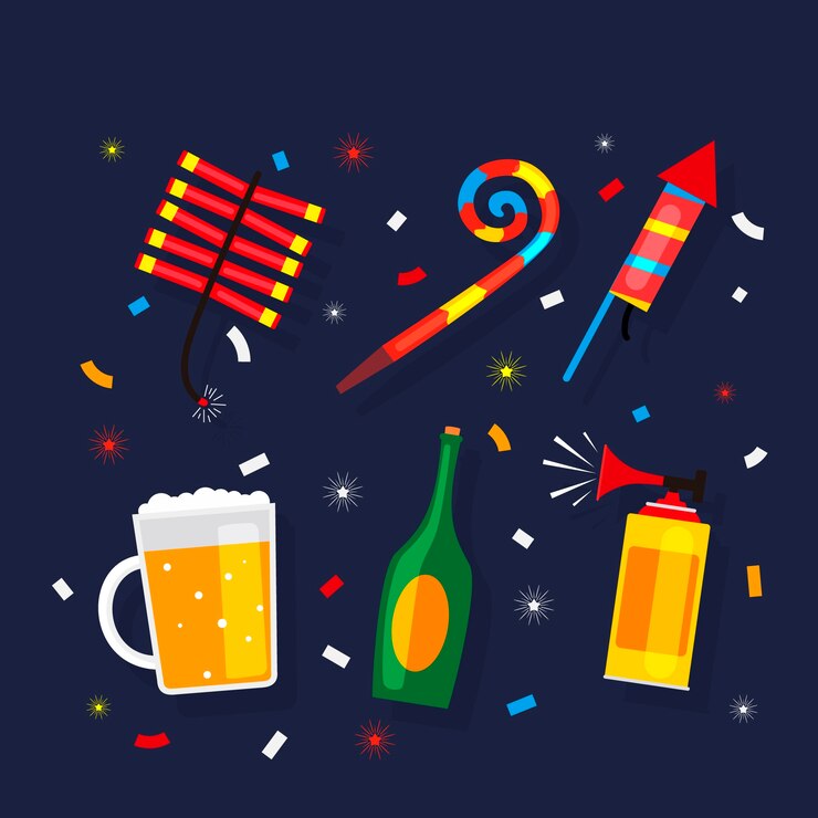 Free Vector new year party element collection in flat design