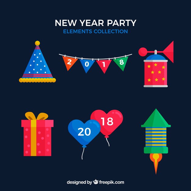 Free vector new year party element collection