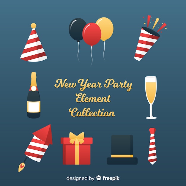 Free vector new year party element collection