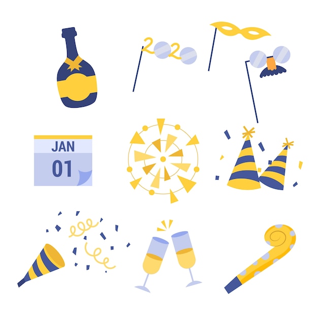 Free vector new year party element collection