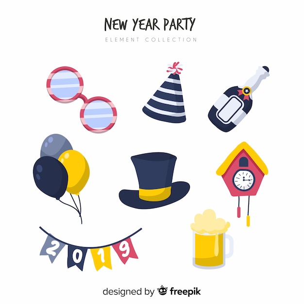 Free vector new year party elements collection