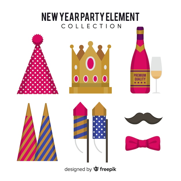 Free vector new year party elements collection