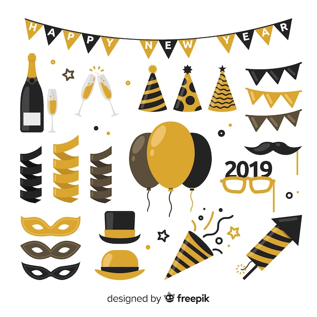 Free vector new year party elements collection