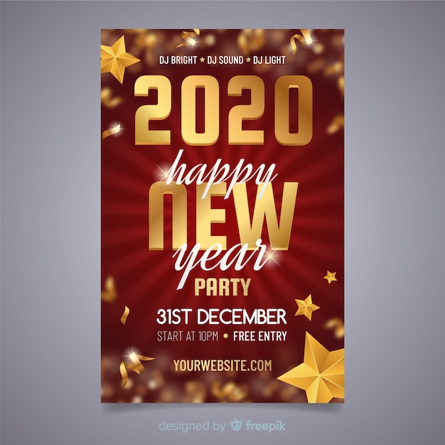 Free vector new year party flyer in flat design