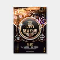 Free vector new year party flyer template with photo