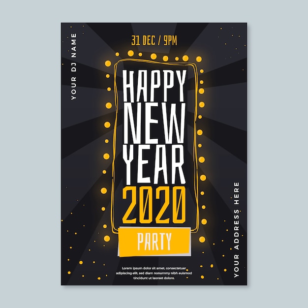 New year party hand-drawn poster template