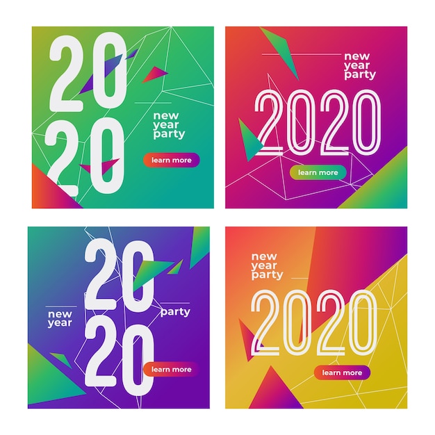 Free vector new year party instagram post collection
