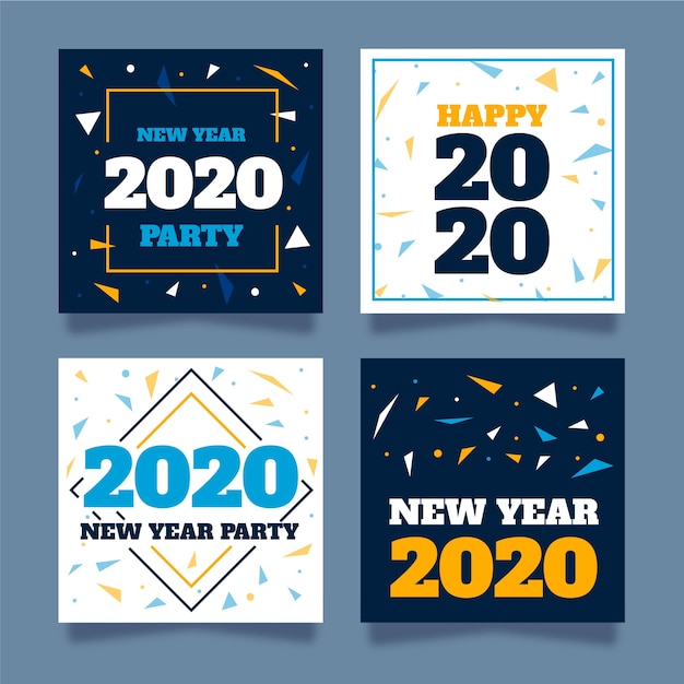 Free vector new year party instagram post collection