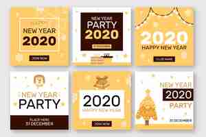 Free vector new year party instagram post set