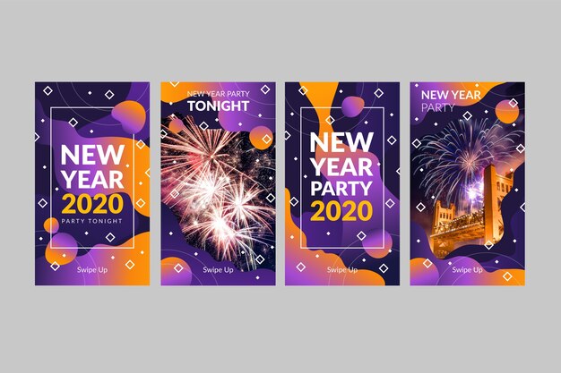 新年パーティーinstagramストーリーコレクション 無料のベクター