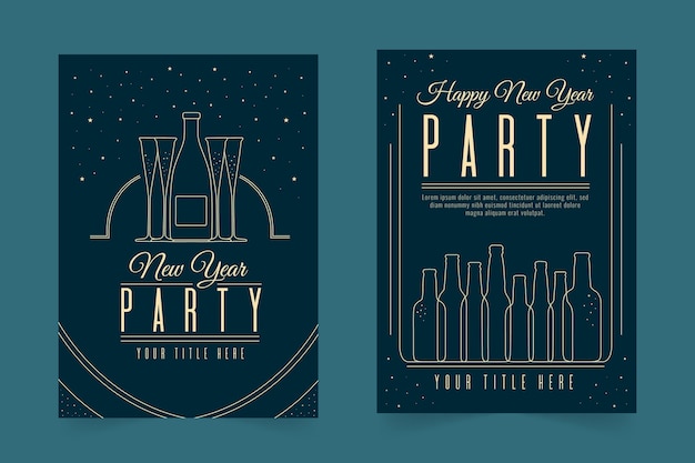 Free vector new year party poster template in outline style