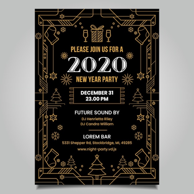 Free vector new year party poster template