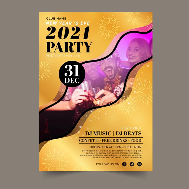 New year party poster template