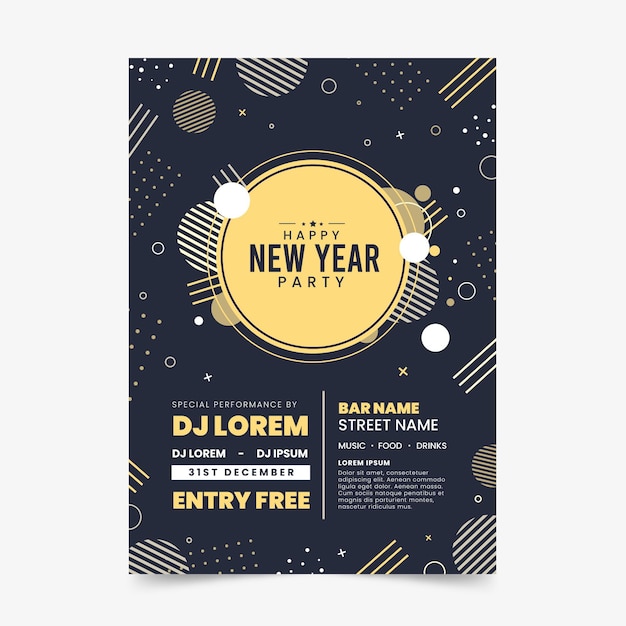 Бесплатное векторное изображение Шаблон плаката новогодней вечеринки