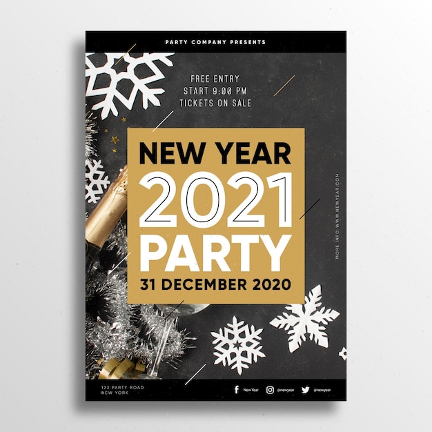 Free vector new year party poster template