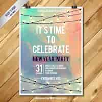 Free vector new year party poster in watercolor style