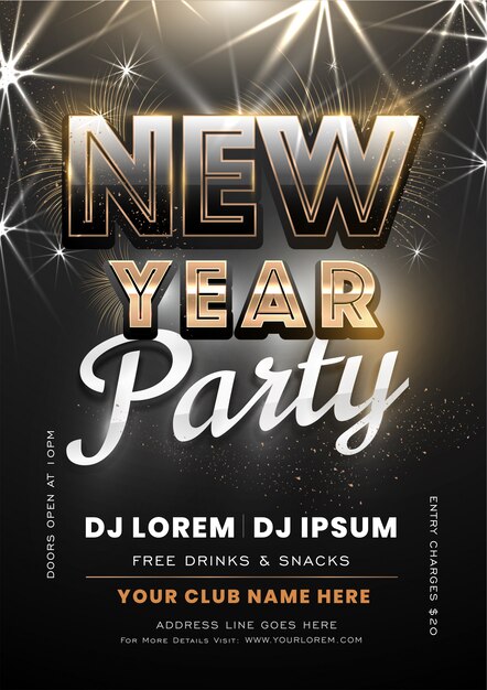 Pink new year party poster Vector | Free Download