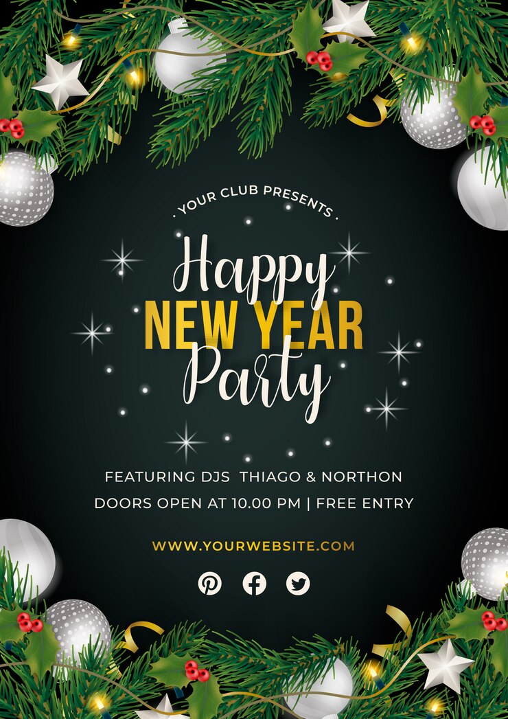 Free Vector new year party poster