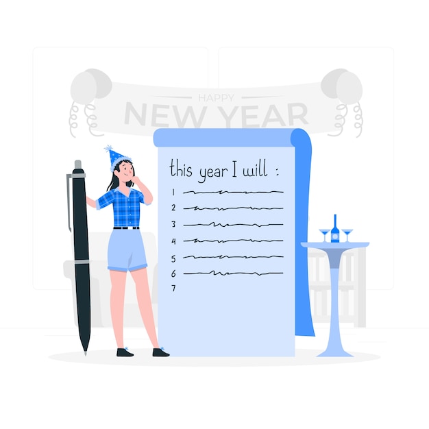 Free vector new year resolutions concept illustration