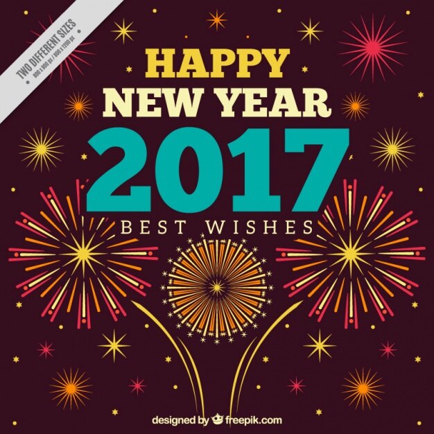 Free vector new year retro background with fireworks