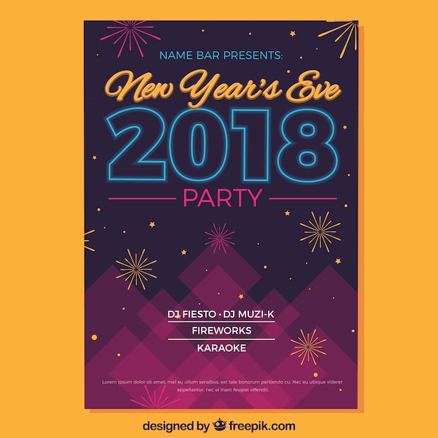 Free vector new year's eve 2018 party flyer