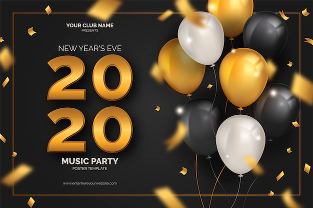 New Year's eve party poster template with balloons