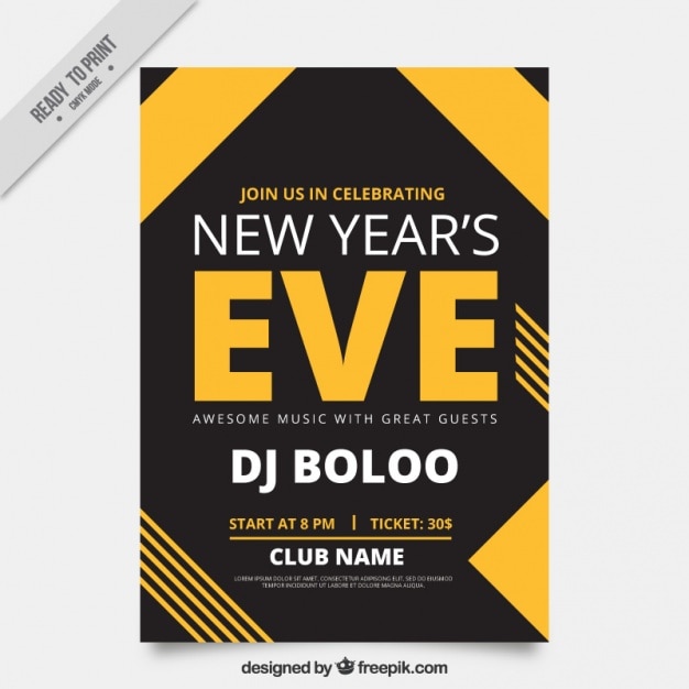 New year's eve poster template with geometric shapes