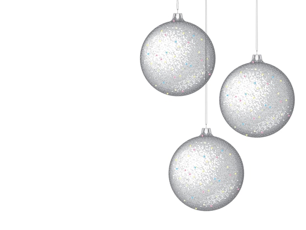 New year's glass balls on a white background