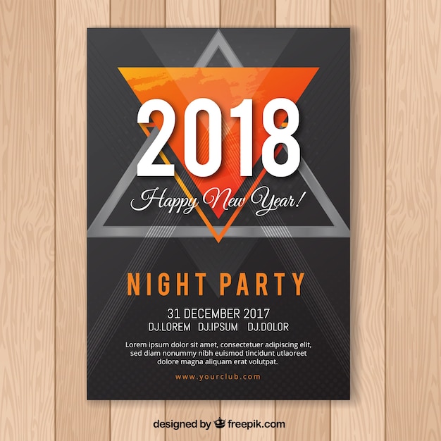 Free vector new year's party abstract poster in black and orange