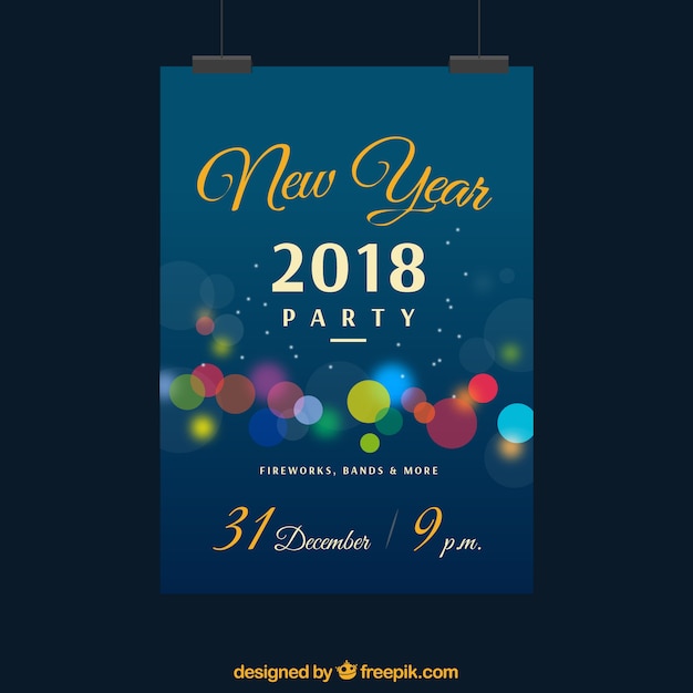 New year's party poster decorated with colourful circles
