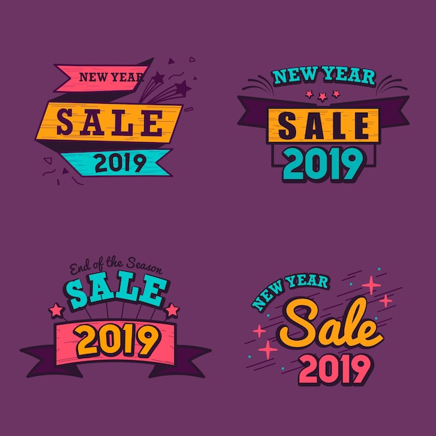 New year sale badge vector set