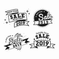 Free vector new year sale badge vector set