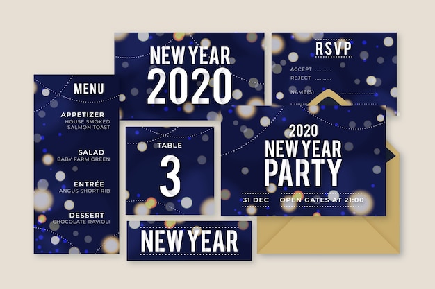Free vector new year stationery collection