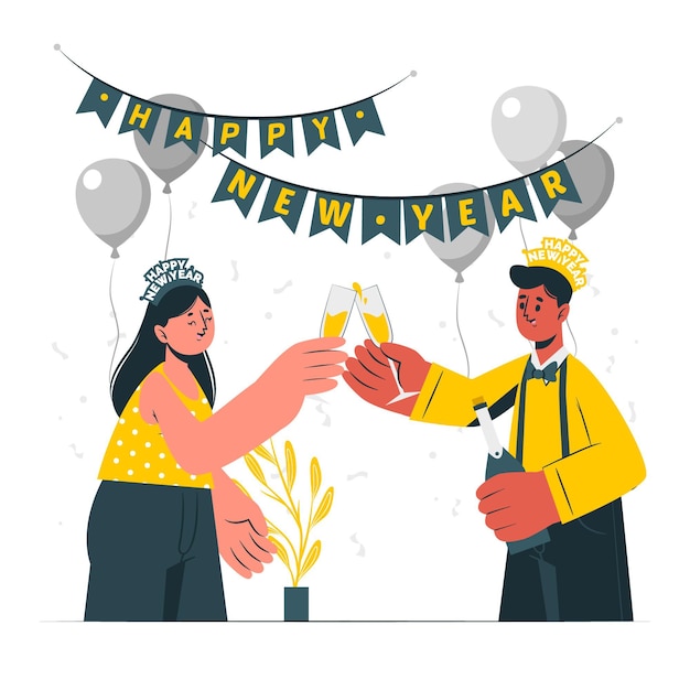 Free vector new year toast concept illustration