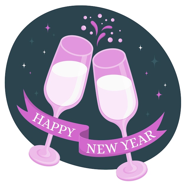 Free vector new year toast concept illustration