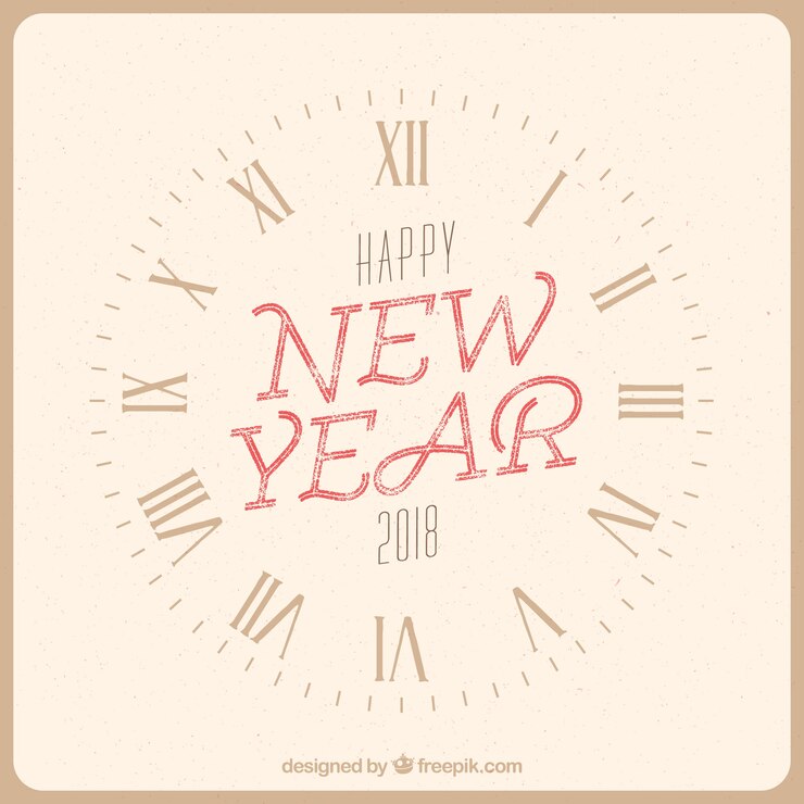 Free Vector new year vintage background with a clock