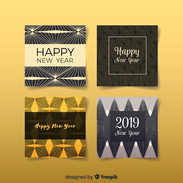 Free vector new year vintage cards