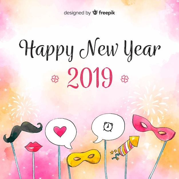 Free vector new year watercolor photocall background