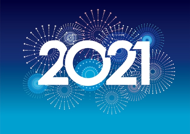 New years 2021 greeting card with fireworks