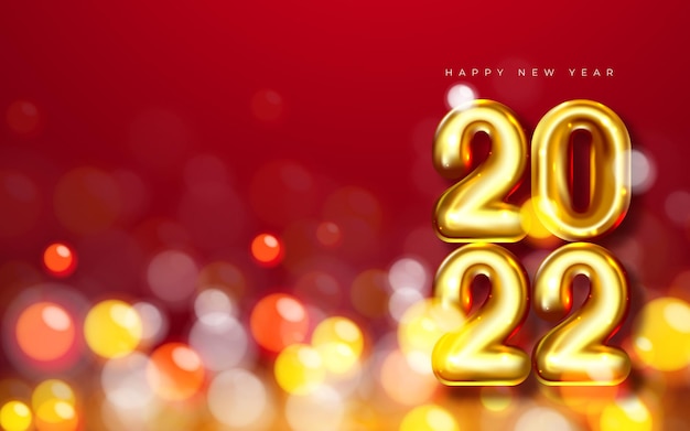 New years 2022. vector illustration of happy new year gold and red colors