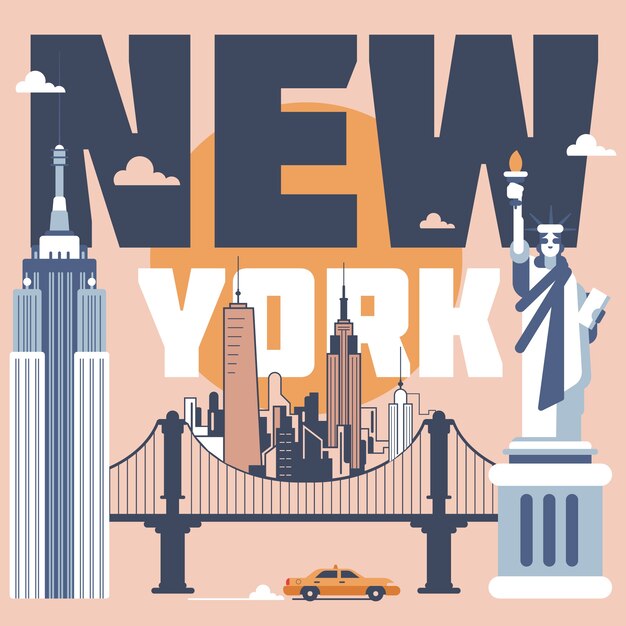 New york landmarks illustration
