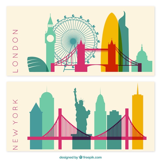 New york and london banners