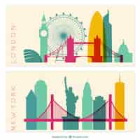 Free vector new york and london banners
