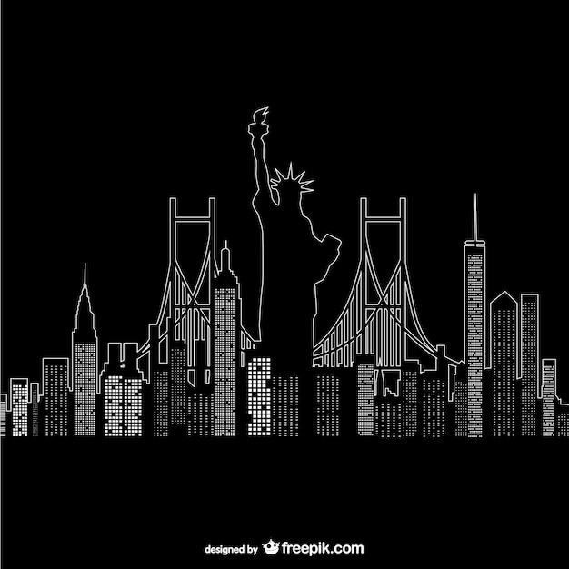 Free vector new york night time vector