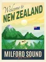 Free vector new zealand poster in vintage style illustration