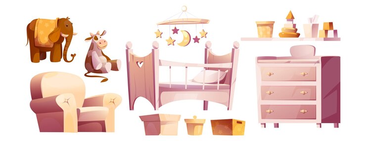 मुफ़्त वेक्टर newborn baby room furniture set