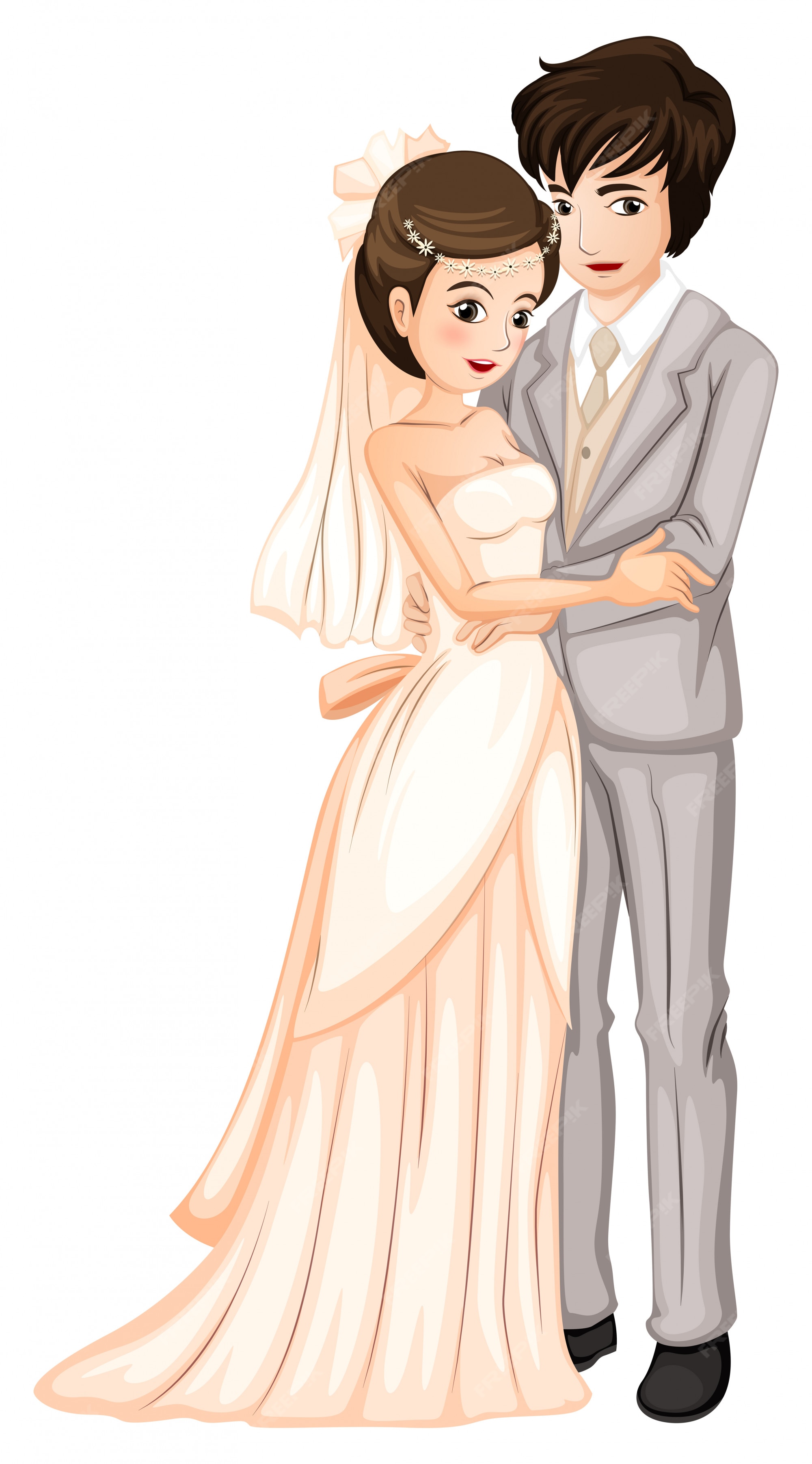 funny cartoon bride and groom