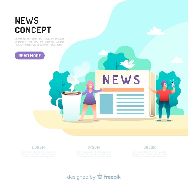 無料ベクター ランディングページのニュースコンセプト